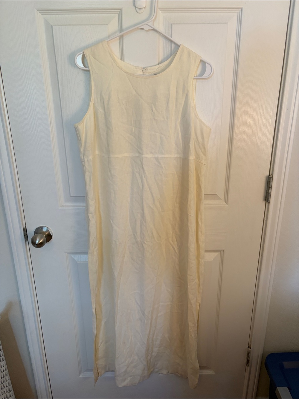 Vintage Cream Sleeveless linen Midi Dress